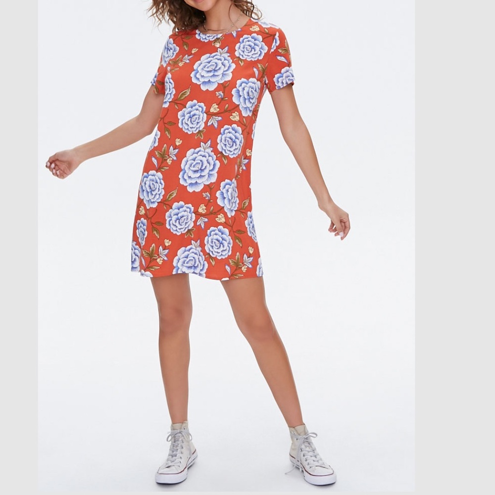 Forever 21 Floral Print Mini Shift Dress - Picture 2 of 4